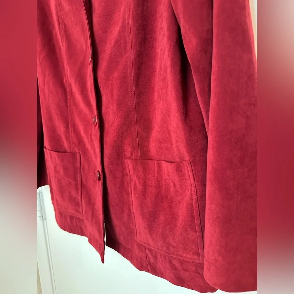 Vintage Briggs Red Faux Suede Shacket Coat Y2K Retro Oversized Blazer Size M - Picture 5 of 10